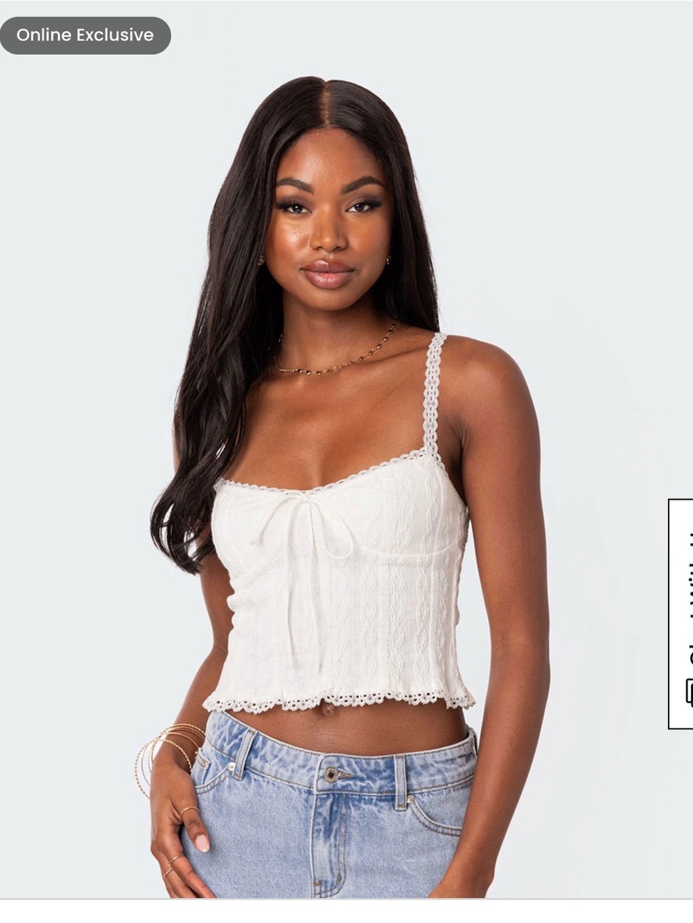 Edikted White Lace Crochet Trim Cami Tank